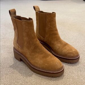 Tory Burch Chestnut Suede Chelsea Lug Booties